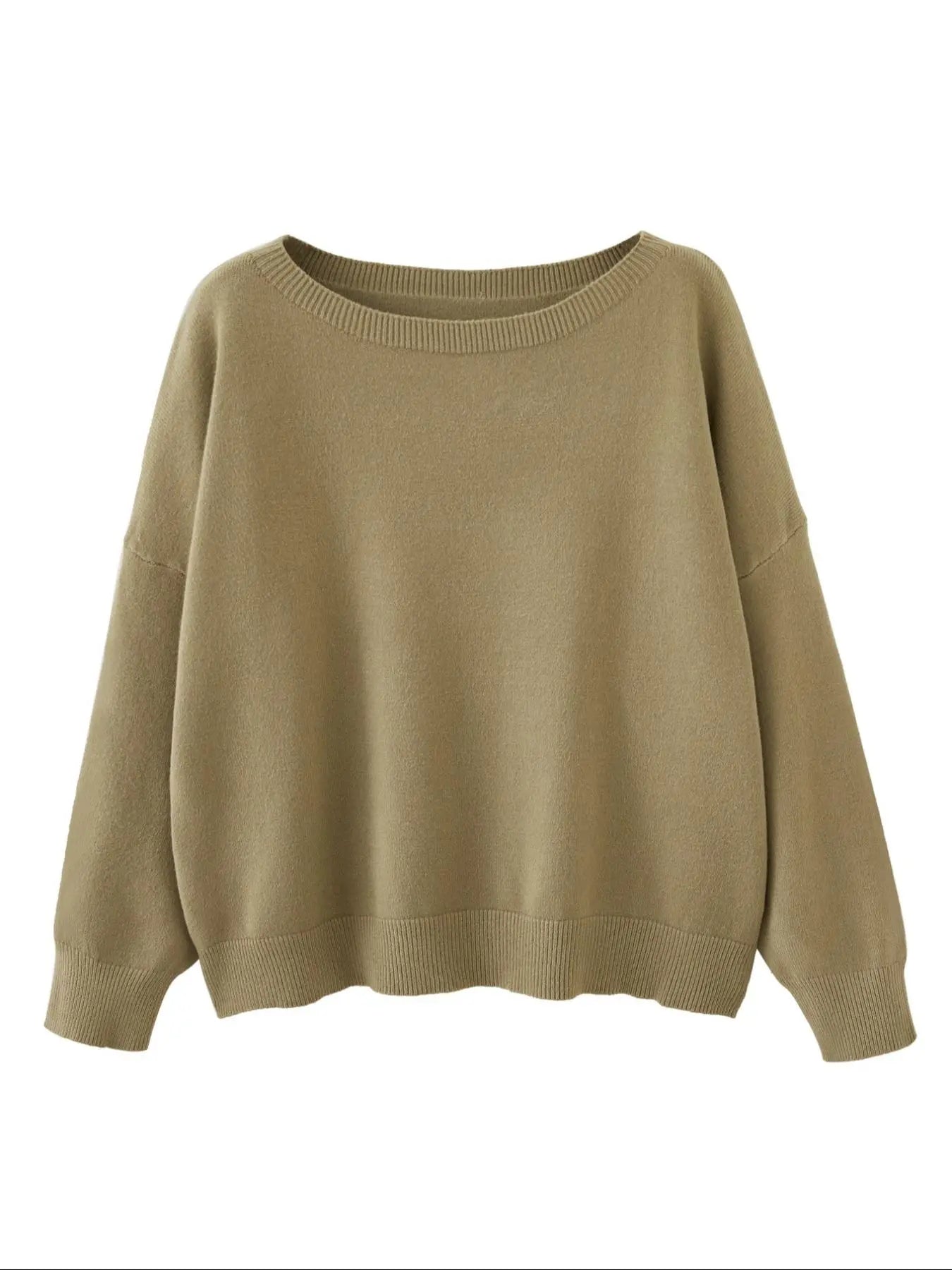 Scoop Neck Knitted Sweater