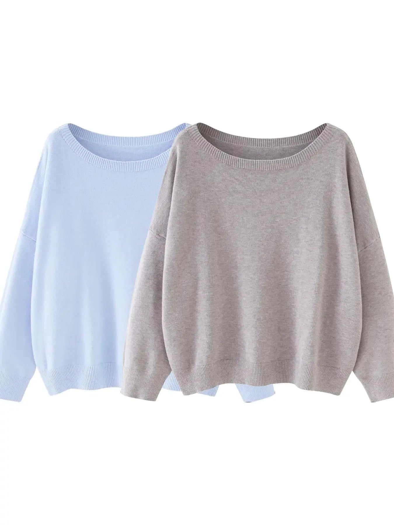 Scoop Neck Knitted Sweater